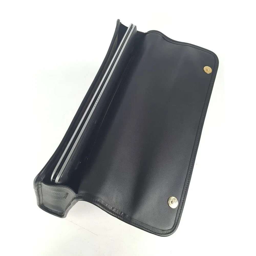 Shlesinger Style #S555D Black Leather Cowhide Underarm Flap Envelope Brief Bag